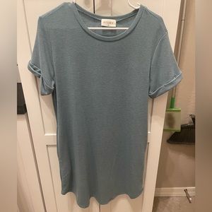 Dark turquoise terry short sleeve dress.